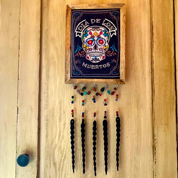 Day Of The Dead Skull Dia De Los Muertos Beaded Halloween Hanging Wall Art - Picture 4 of 17